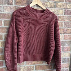 525 Cropped Burgundy Mock Neck Sweater